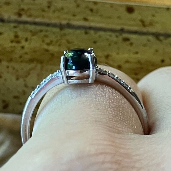 Black Ethiopian Opal Sterling Silver Ring Size 8 - Picture 3 of 10